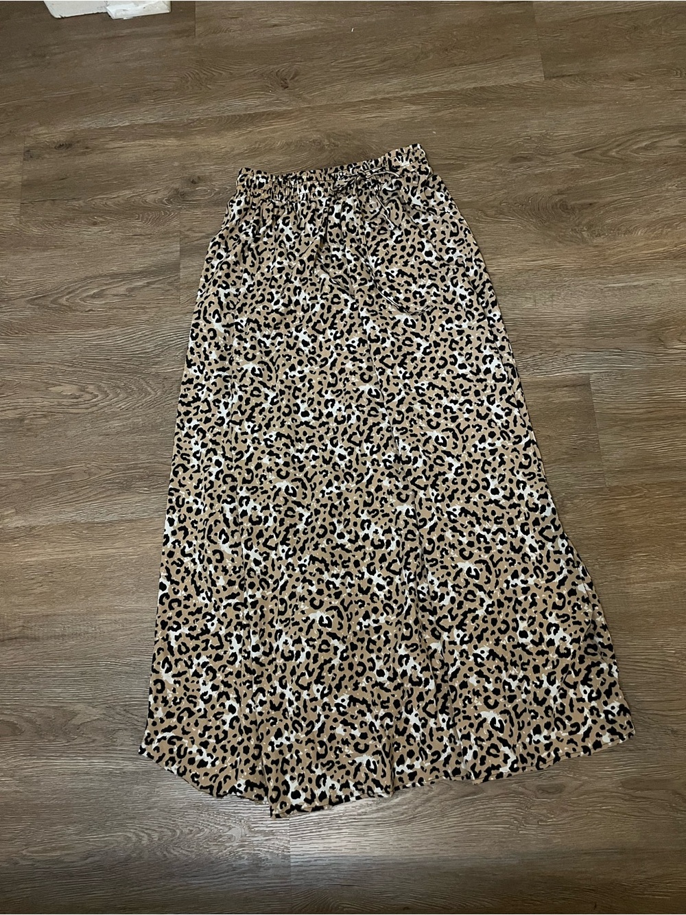 Leopard Print Maxi Skirt - Tan/Black